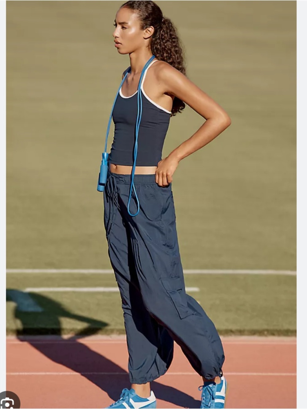 Anthropologie Navy Parachute Track Pants